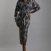 Abstract Spot Jersey Crepe Midi Shirt Dress