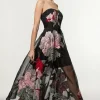 Applique And Embroidered Organdie Woven Midaxi Bandeau Dress With Beading