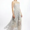 Applique Organdie Bandeau Woven Maxi Dress