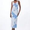 Applique Organdie Satin Woven Midi Dress