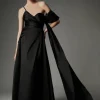 Archive Collection - Petite Taffeta Draped Shoulder Midi Prom Dress