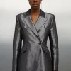 Asymmetric Metallic Tailored Blazer