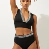 Bandage Embellished Trim Cut Out Bikini Top