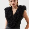 Bandage Figure Form Knit Tulle Detail Bodysuit