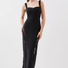 Bandage Figure Form Knit Lace Corset Detail Midaxi Dress
