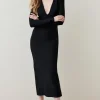 Bandage Form Fitting Deep V-Neck Midaxi Knit Dress