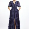 Baroque Applique Organdie Woven Maxi Dress