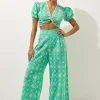 Beach Cotton Eyelet Pants And Top Two-Piece Set