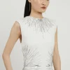 Beaded And Embellished Ponte Jersey Sleeveless Midi Dress