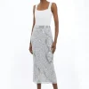 Beaded And Embellished Woven Pencil Skirt