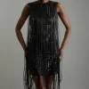 Beaded Fringed Sleeveless Woven Midi Dress