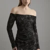 Beaded Textured Lace Woven Mini Dress