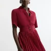 Belted Georgette Pleat Woven Mini Dress