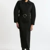 Belted Pencil Midi Skirt