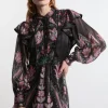 Boho Floral Woven Mini Dress With Lace Front Detail