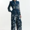 Border Print Viscose Piped Woven Wide Leg Pants