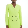 Boucle Cut Out Shoulder Tailored Double Breasted Blazer Mini Dress