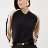 Cashmere Blend Knit High Neck Color Block Sweater