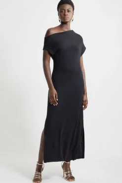 Cashmere Blend One Off The Shoulder Midaxi Dress