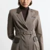 Classic Check With Choc Pu Tailored Jacket