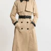Classic Pu Contrast Belted Trench Coat