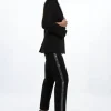 Clean Tailored Embellished Split Hem Slim Leg Pants