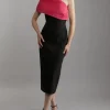 Clean Tailored Taffeta One Shoulder Panel Midi Dress