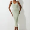 Compact Jersey Rib Racer Midi Dress
