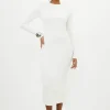 Compact Jersey Ribbed Midi Dress