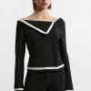 Compact Stretch Contrast Tipped Asymmetric Jacket