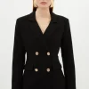 Compact Stretch Essential Tailored Doubled Breasted Blazer