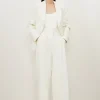 Compact Stretch Essential Tailored High Waist Wide Leg Pants