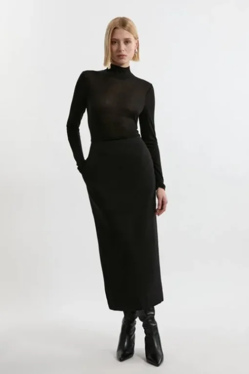 Compact Stretch Essential Tailored Maxi Skirt