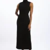 Compact Stretch High Neck Seamed Midi Dress