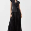 Compact Stretch Insert Panel Soft Skirt Tailored Midi Dress