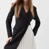 Compact Stretch Soft Tailored Panel Blazer Mini Dress