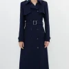 Compact Stretch Tailored Belted Trench Coat