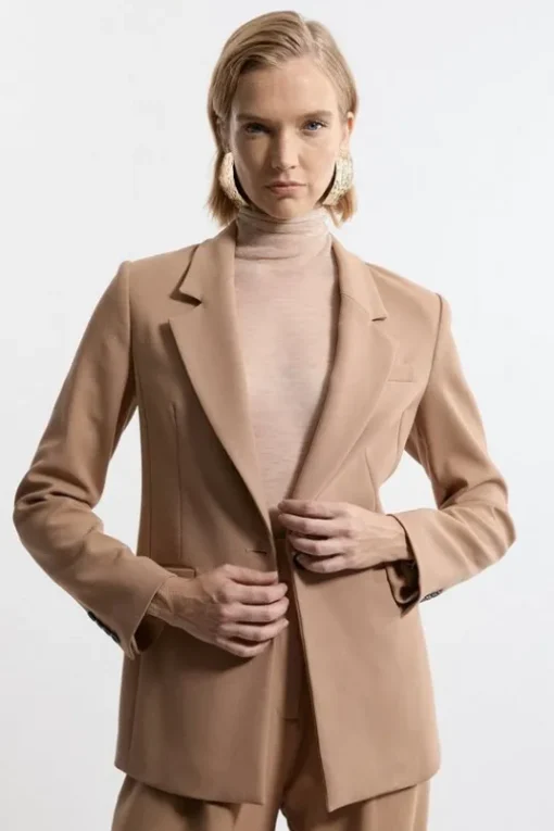 Compact Stretch Tailored Collared Blazer