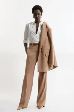 Compact Stretch Tailored Wide Leg Pants