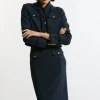 Compact Stretch Tweed Tailored Maxi Skirt