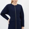 Compact Stretch Zip Through Mini Dress