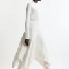 Compact Wool Look Asymmetric Hem Knit Skirt
