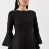 Compact Wool Look Knit Bell Sleeve Top