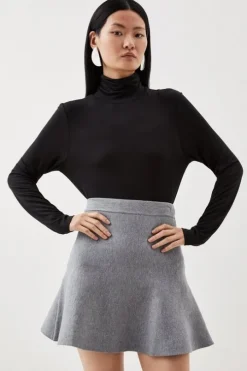 Compact Wool Look Knit Flippy Mini Skirt