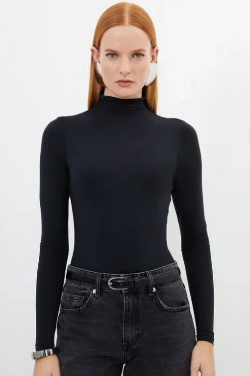 Contour Jersey High Neck Long Sleeve Bodysuit