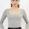 Contour Jersey Square Neck Long Sleeve Top