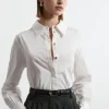 Cotton Button Sleeve Detail Striped Woven Shirt