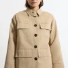 Cotton Contrast Lining Pocket Detail Coat
