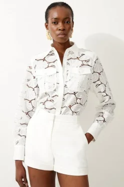 Cotton Cutwork Woven Shirt