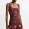 Cotton Embroidered Strappy Woven Mini Dress